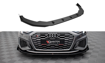 Street Pro Front Splitter V.1 + Flaps Audi S3 / A3 S-Line 8Y - Black-Red + Gloss Flaps