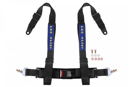 Racing seat belts 4p 3" Black - Pro Sport